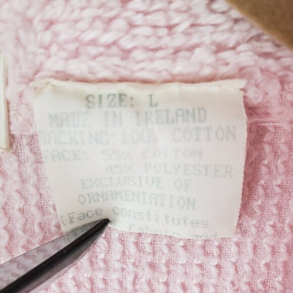 Norm Thompson Full Zip Robe Pink Cotton Terry Vintage Made in Ireland Size Large - Picture 7 of 8